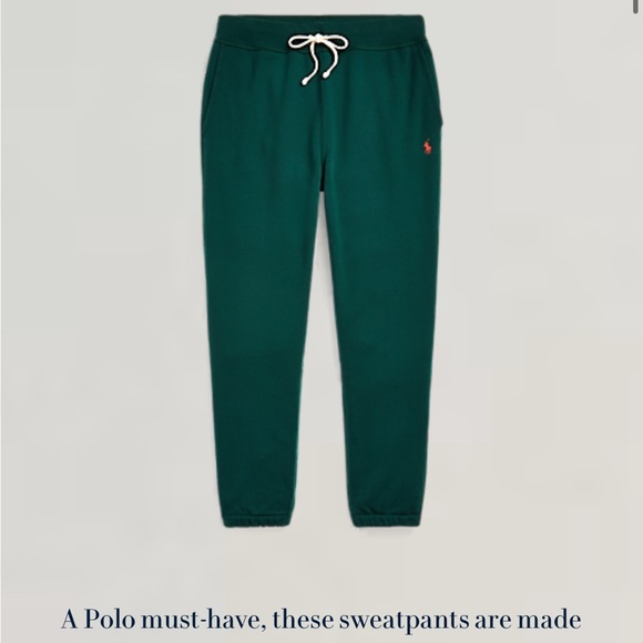 POLO RALPH LAUREN RL Athletic Fleece Sweatpants/Joggers Green Orange Pony - Picture 2 of 12